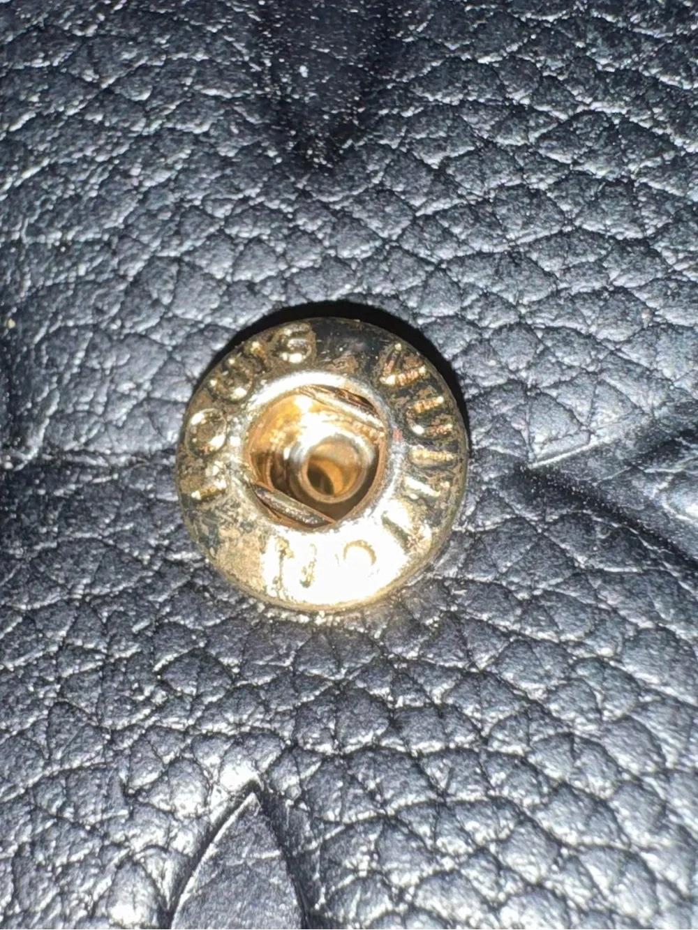 Louis Vuitton Black Leather Snap Closure Wallet with Gold Stamp